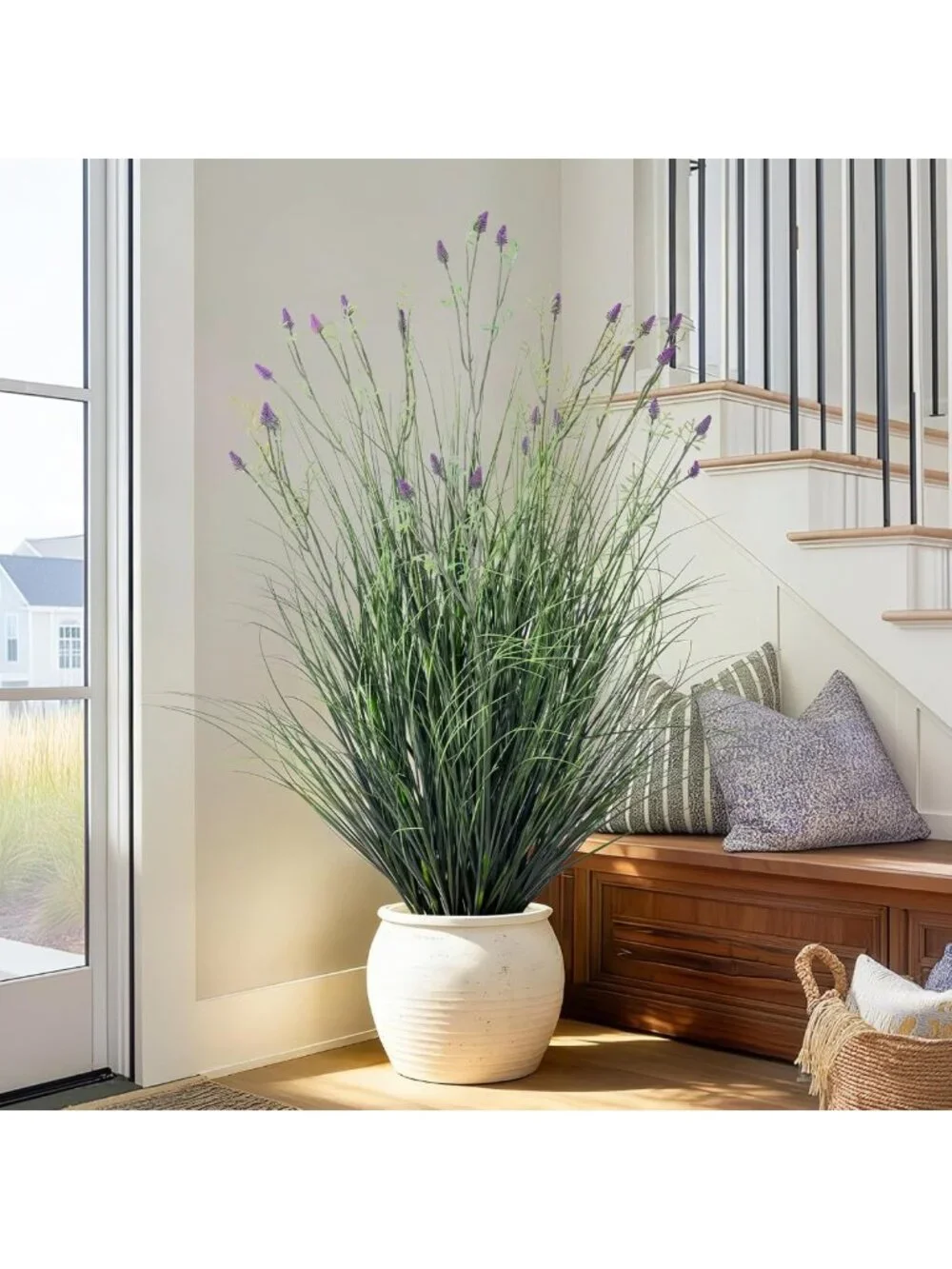 Realistic Faux Lavender & Pampas Grass - Indoor/Outdoor Tall Floor Plant Decor